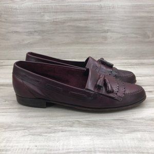 Bally Loafers Mens 8.5M Logan Burgundy Leather Slip On Tassel Shoes